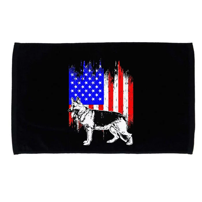 Patriotic German Shepherd American Flag Dog Lover Gift Microfiber Hand Towel