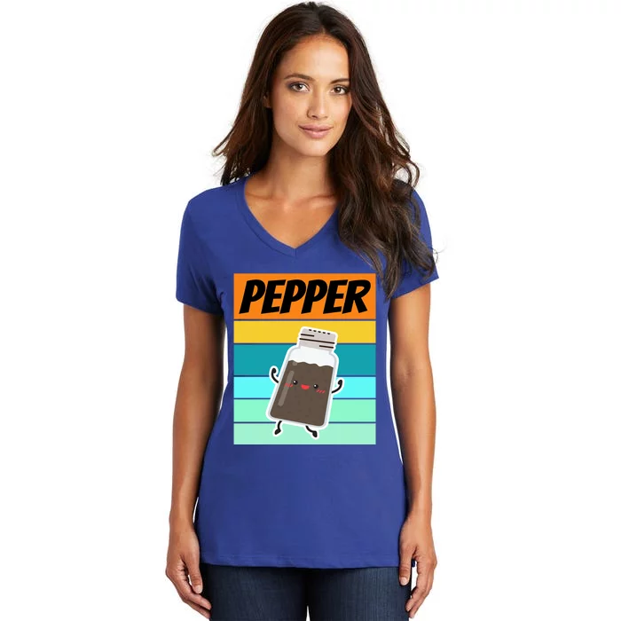 Pepper Gift Salt Halloween Costume Idea Couple Matching Cute Gift Women's V-Neck T-Shirt