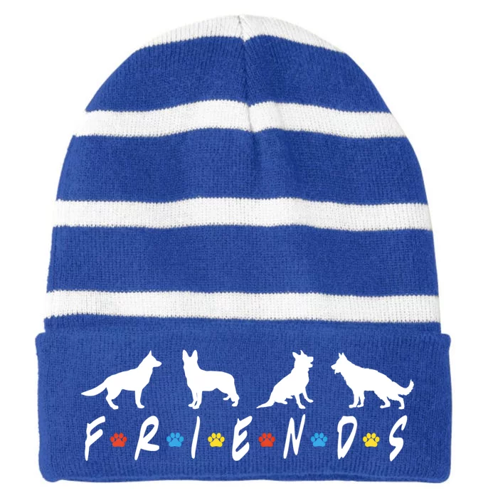 Proud Ger Shepherd Dog Lover Crewneck Retro Gsd Lover Cool Gift Striped Beanie with Solid Band