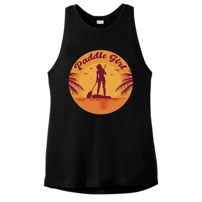 Paddle Girl Sunset Sport Ladies Tri-Blend Wicking Tank