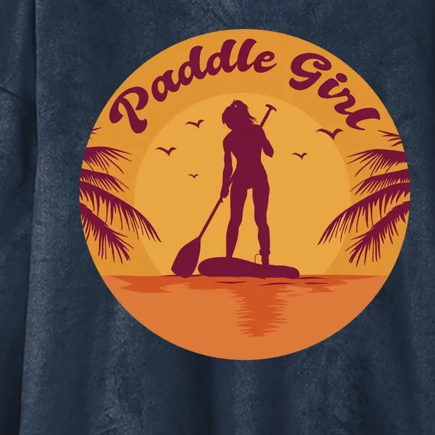 Paddle Girl Sunset Sport Hooded Wearable Blanket