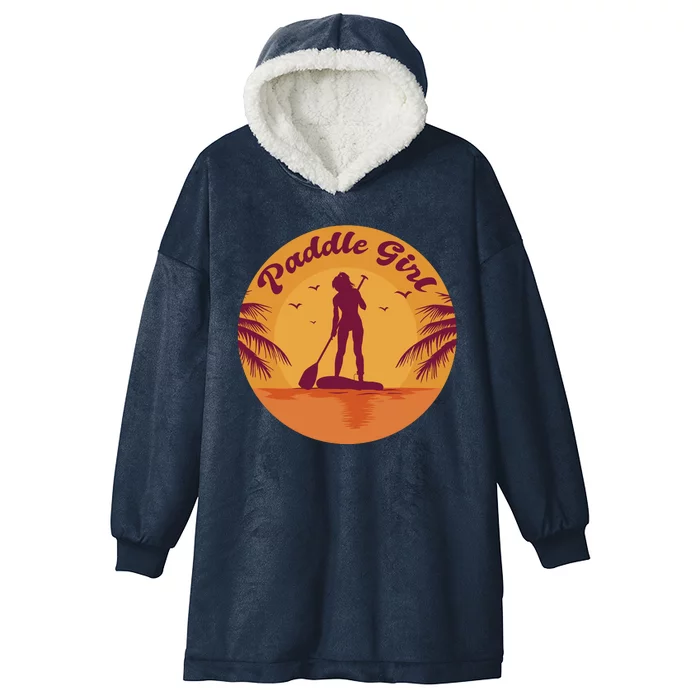 Paddle Girl Sunset Sport Hooded Wearable Blanket