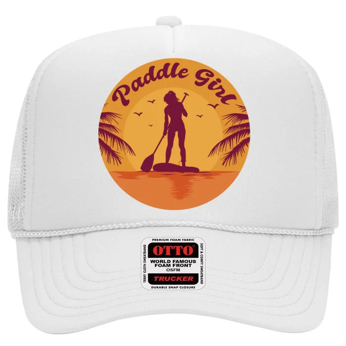 Paddle Girl Sunset Sport High Crown Mesh Trucker Hat