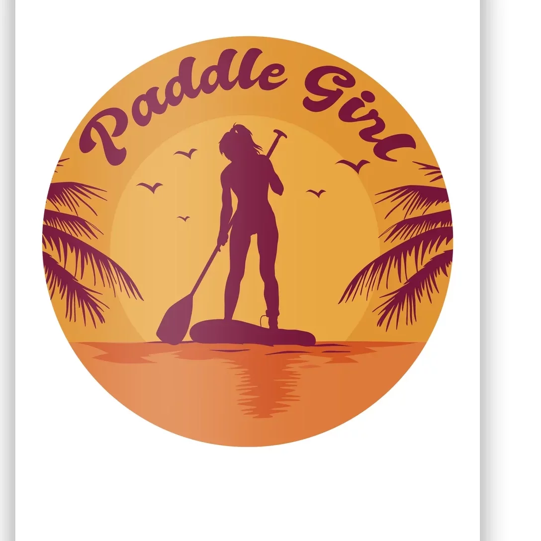 Paddle Girl Sunset Sport Poster