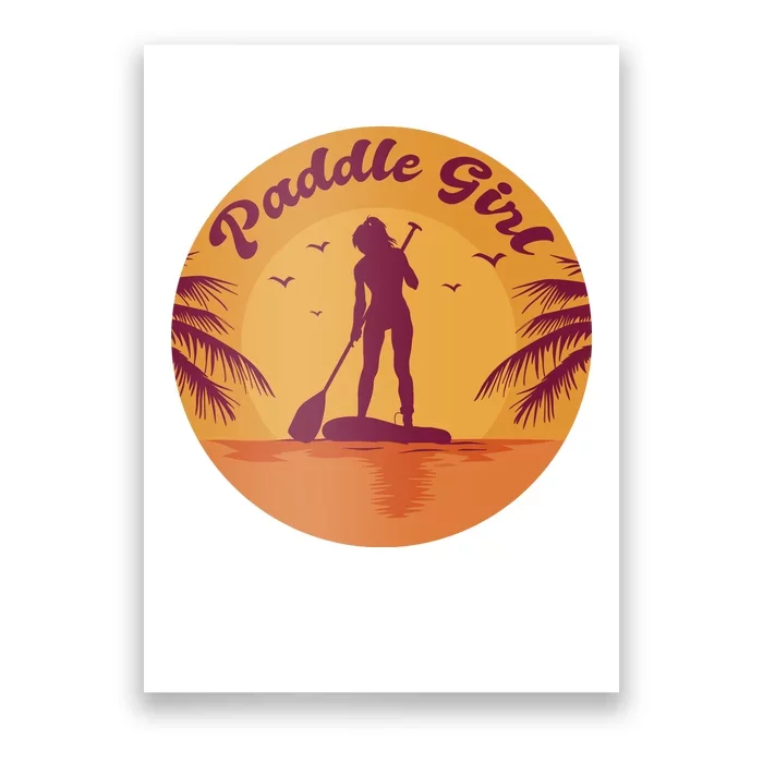 Paddle Girl Sunset Sport Poster