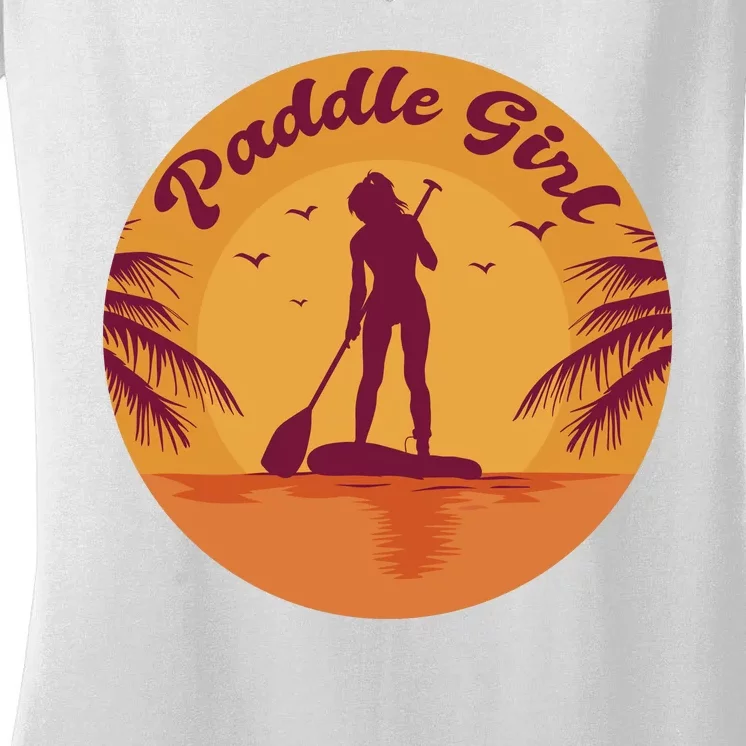 Paddle Girl Sunset Sport Women's V-Neck T-Shirt