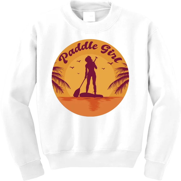 Paddle Girl Sunset Sport Kids Sweatshirt