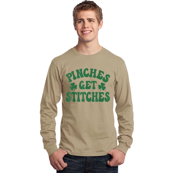 Pinches Get Stitches Shamrock Funny St. Patrick's Day Long Sleeve Shirt