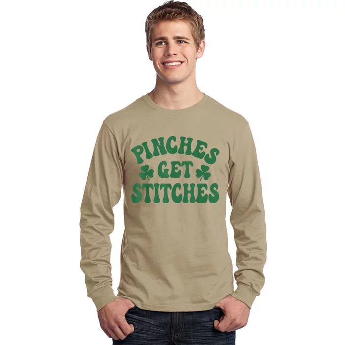 Pinches Get Stitches Shamrock Funny St. Patrick's Day Tall Long Sleeve T-Shirt