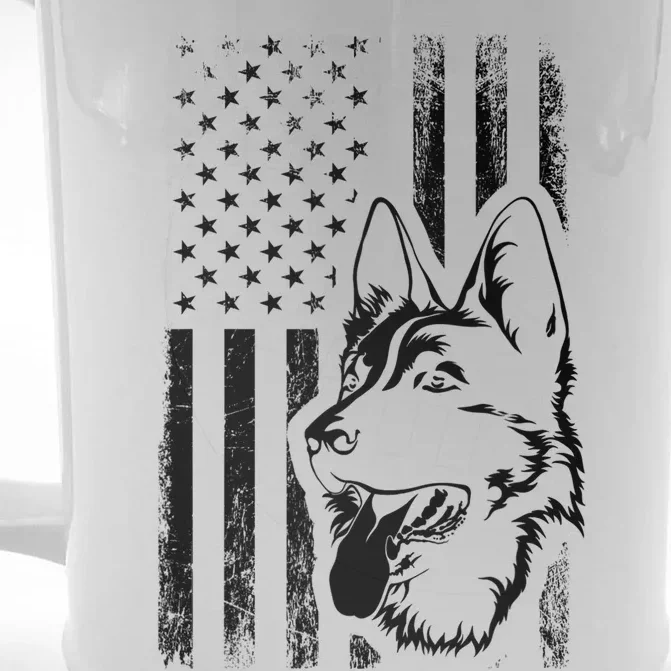 Patriotic German Shepherd AMERICAN FLAG Dog Lover Gift TShirt Front & Back Beer Stein