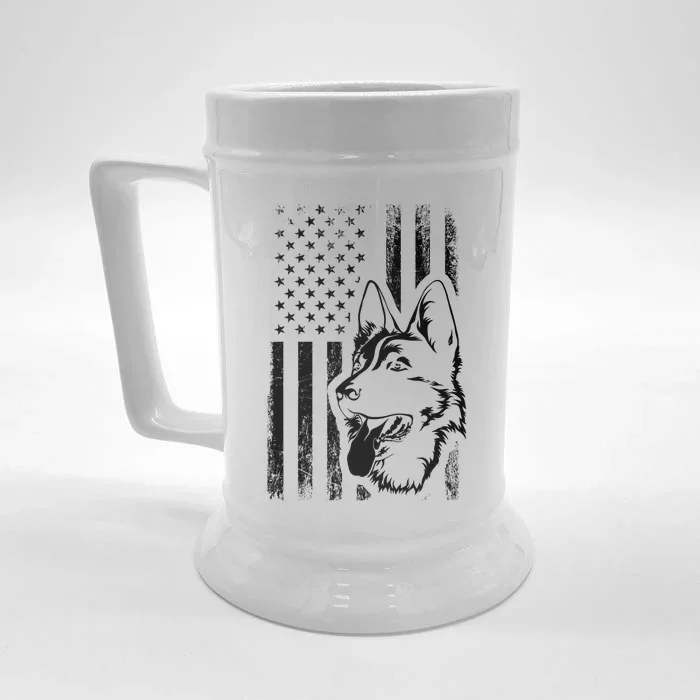 Patriotic German Shepherd AMERICAN FLAG Dog Lover Gift TShirt Front & Back Beer Stein