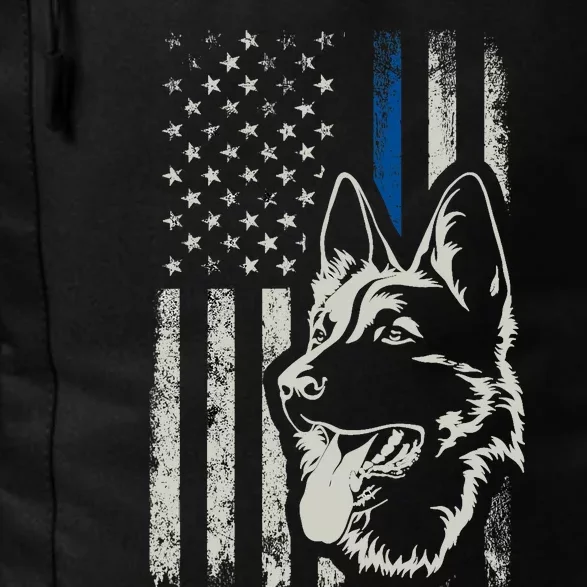 Patriotic German Shepherd K9 Unit Thin Blue Line Police Gift Daily Commute Backpack