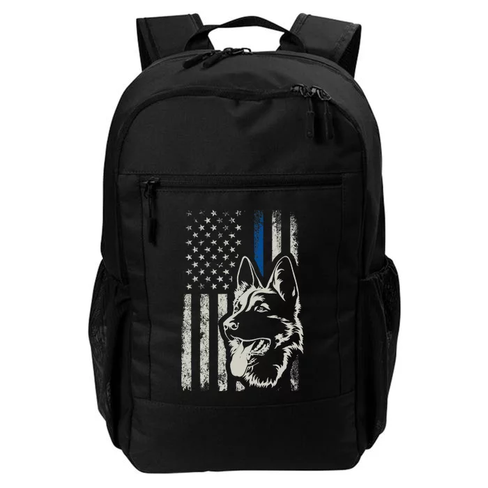 Patriotic German Shepherd K9 Unit Thin Blue Line Police Gift Daily Commute Backpack