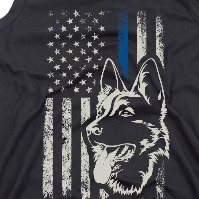 Patriotic German Shepherd K9 Unit Thin Blue Line Police Gift Tank Top