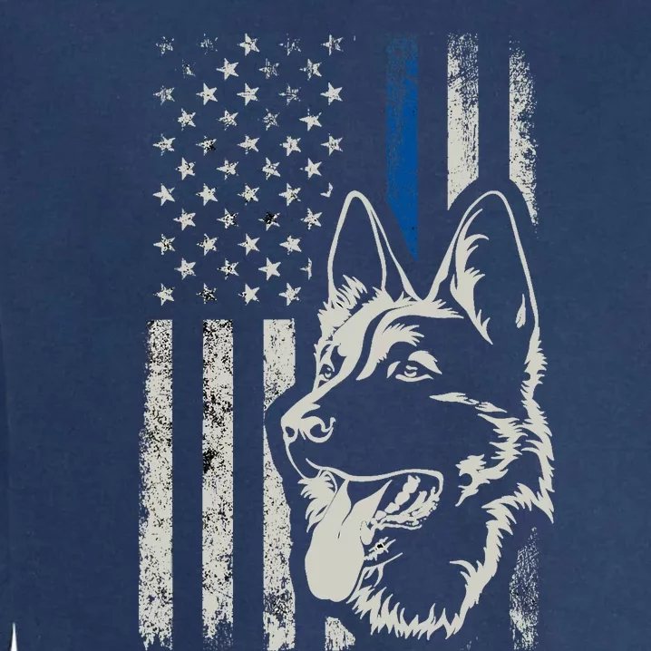 Patriotic German Shepherd K9 Unit Thin Blue Line Police Gift Garment-Dyed Sweatshirt