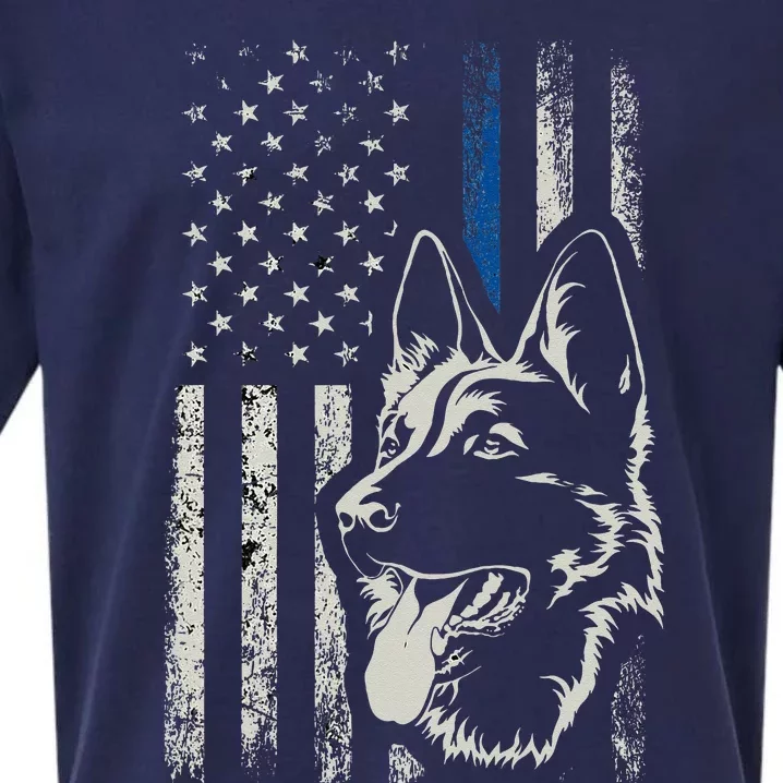 Patriotic German Shepherd K9 Unit Thin Blue Line Police Gift Sueded Cloud Jersey T-Shirt