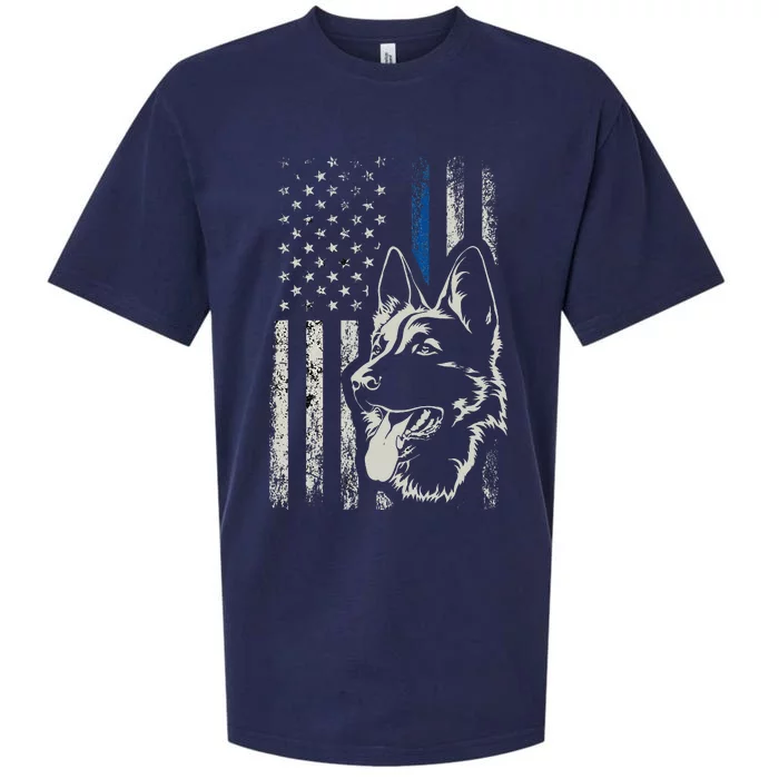 Patriotic German Shepherd K9 Unit Thin Blue Line Police Gift Sueded Cloud Jersey T-Shirt