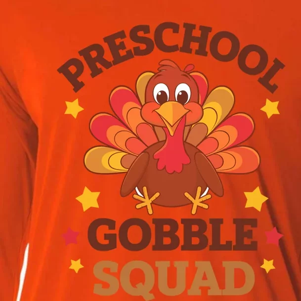 Preschool Gobble Squad Cute Turkey Thanksgiving Teacher Gift Cooling Performance Long Sleeve Crew