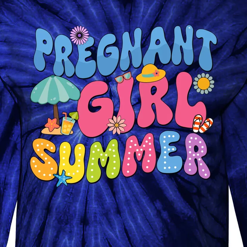 Pregnant Girl Summer Tie-Dye Long Sleeve Shirt