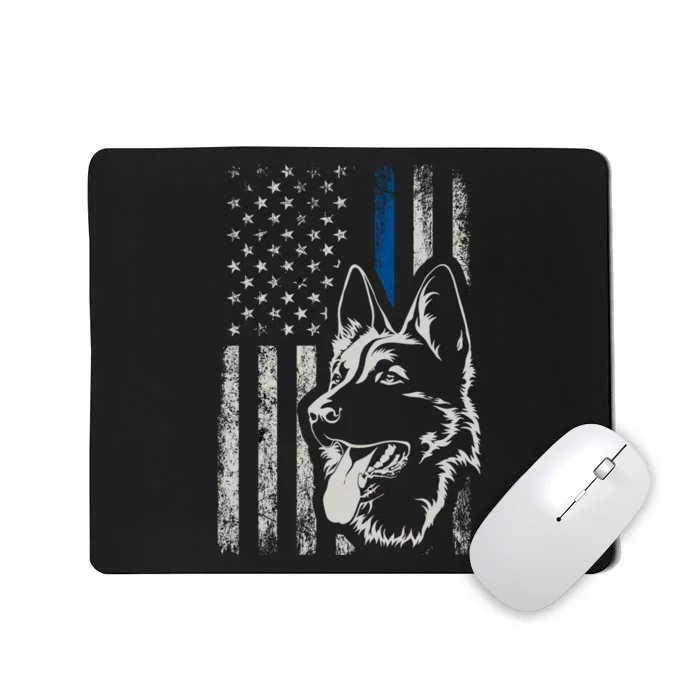 Patriotic German Shepherd K9 Unit Thin Blue Line Police Gift Mousepad