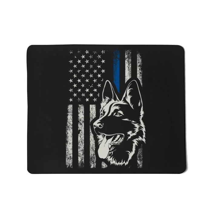 Patriotic German Shepherd K9 Unit Thin Blue Line Police Gift Mousepad