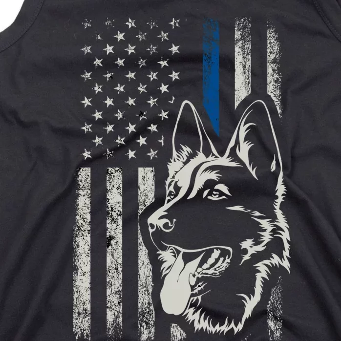 Patriotic German Shepherd K9 Unit Thin Blue Line Police Gift Tank Top