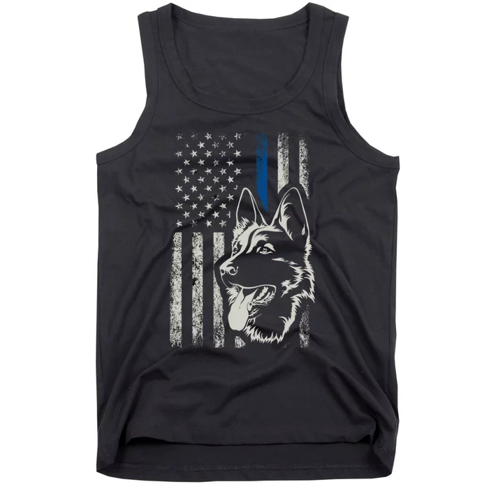 Patriotic German Shepherd K9 Unit Thin Blue Line Police Gift Tank Top