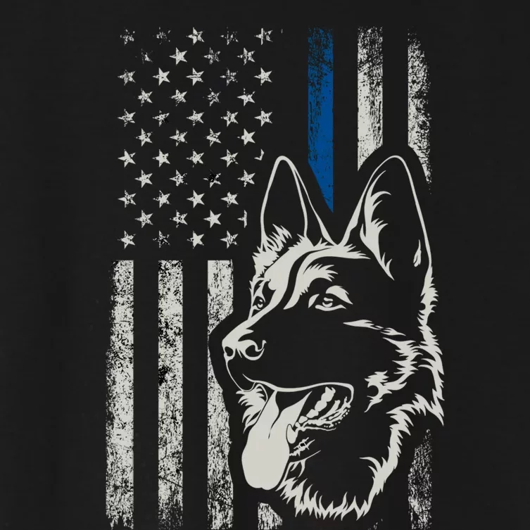 Patriotic German Shepherd K9 Unit Thin Blue Line Police Gift Women's Crop Top Tee