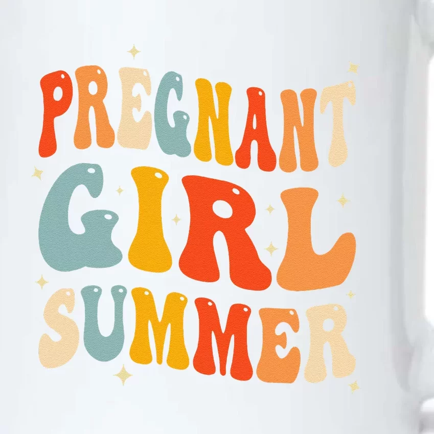 Pregnant Girl Summer Baby Announcement Pregnancy Reveal Black Color Changing Mug