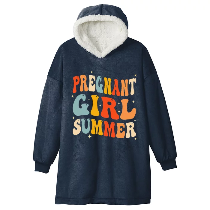 Pregnant Girl Summer Baby Announcement Pregnancy Reveal Hooded Wearable Blanket