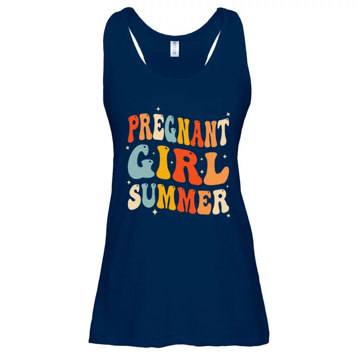 Pregnant Girl Summer Baby Announcement Pregnancy Reveal Ladies Essential Flowy Tank