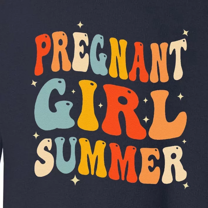 Pregnant Girl Summer Baby Announcement Pregnancy Reveal Toddler Sweatshirt