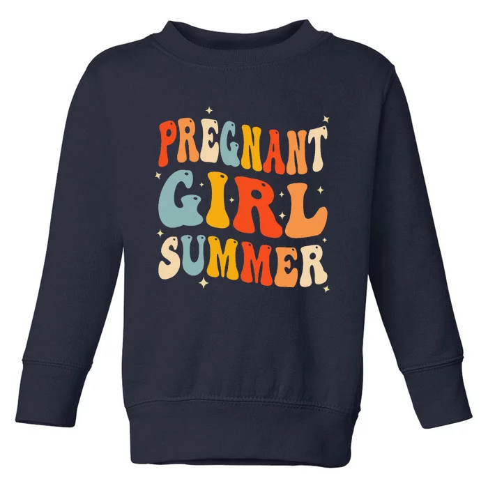 Pregnant Girl Summer Baby Announcement Pregnancy Reveal Toddler Sweatshirt