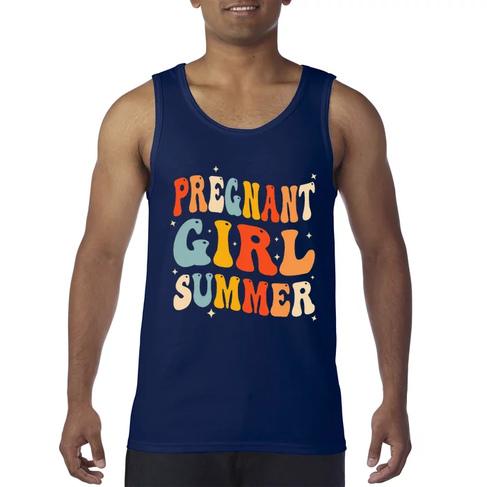 Pregnant Girl Summer Baby Announcement Pregnancy Reveal Tank Top