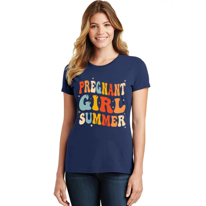 Pregnant Girl Summer Baby Announcement Pregnancy Reveal Women's T-Shirt