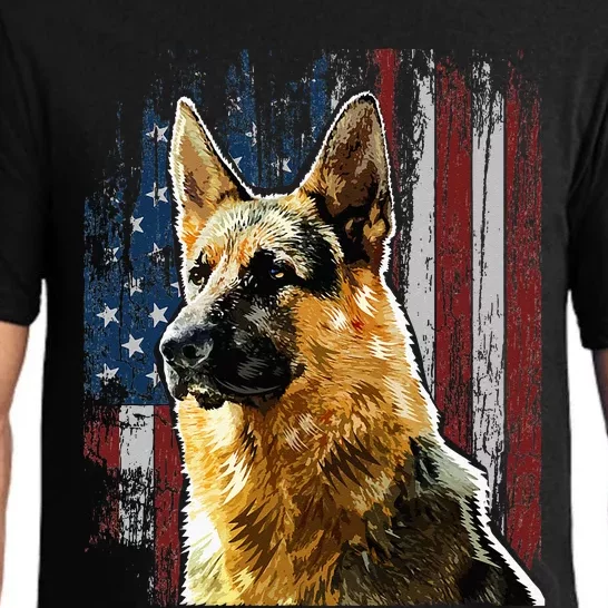 Patriotic German Shepherd American Flag Dog Gift Men Women Pajama Set