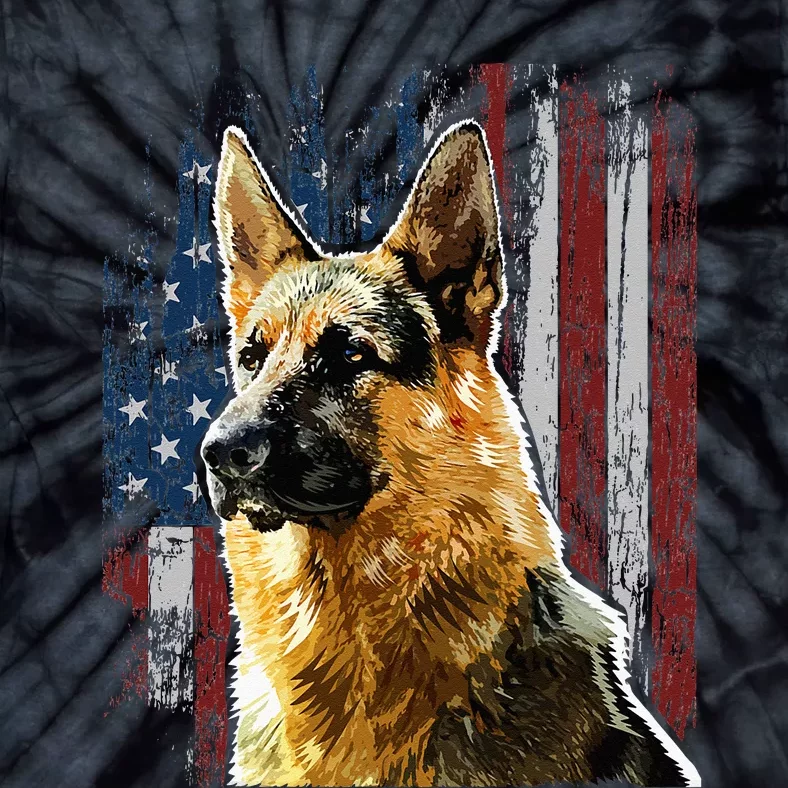 Patriotic German Shepherd American Flag Dog Gift Men Women Tie-Dye T-Shirt