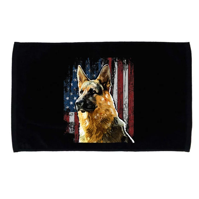 Patriotic German Shepherd American Flag Dog Gift Men Women Microfiber Hand Towel