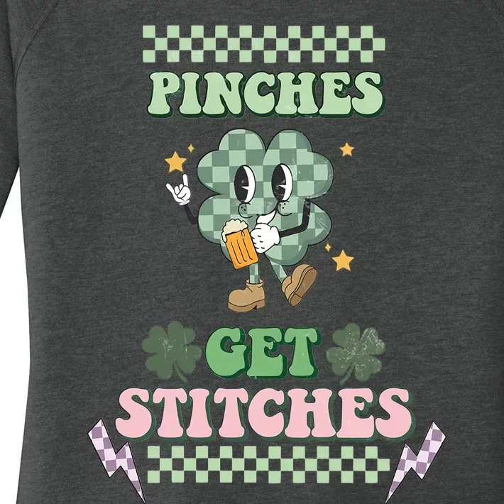 Pinches Get Stitches St Patricks Days Lucky Vibes Clover Irish Drinking Team Women's Perfect Tri Tunic Long Sleeve Shirt