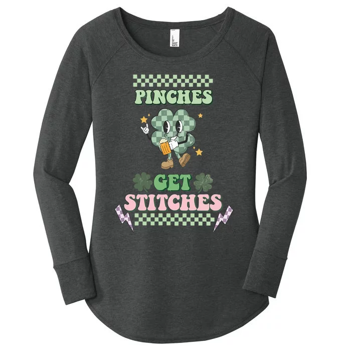 Pinches Get Stitches St Patricks Days Lucky Vibes Clover Irish Drinking Team Women's Perfect Tri Tunic Long Sleeve Shirt