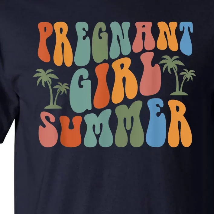 Pregnant Girl Summer Baby Announcement Pregnancy Reveal Tall T-Shirt