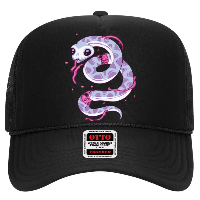 Pastel Goth Snake Creepy Serpent Kawaii Emo Nu Goth High Crown Mesh Trucker Hat