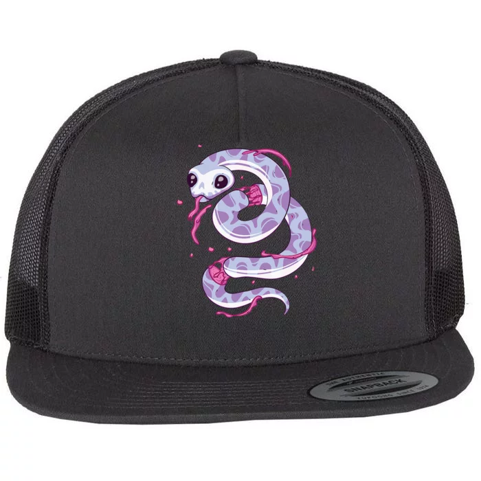 Pastel Goth Snake Creepy Serpent Kawaii Emo Nu Goth Flat Bill Trucker Hat