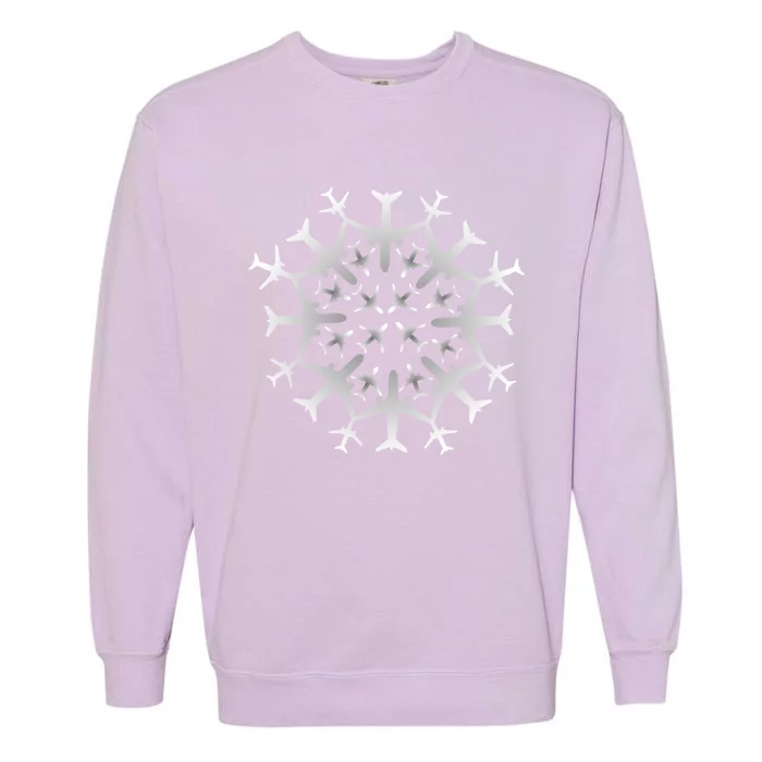 Pilot Gift Snowflake Airplanes Christmas Snow Aviation Plane Gift Garment-Dyed Sweatshirt