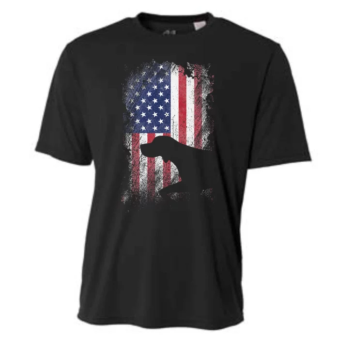 Patriotic German Shorthaired Pointer American Flag Gsp Dog Cooling Performance Crew T-Shirt