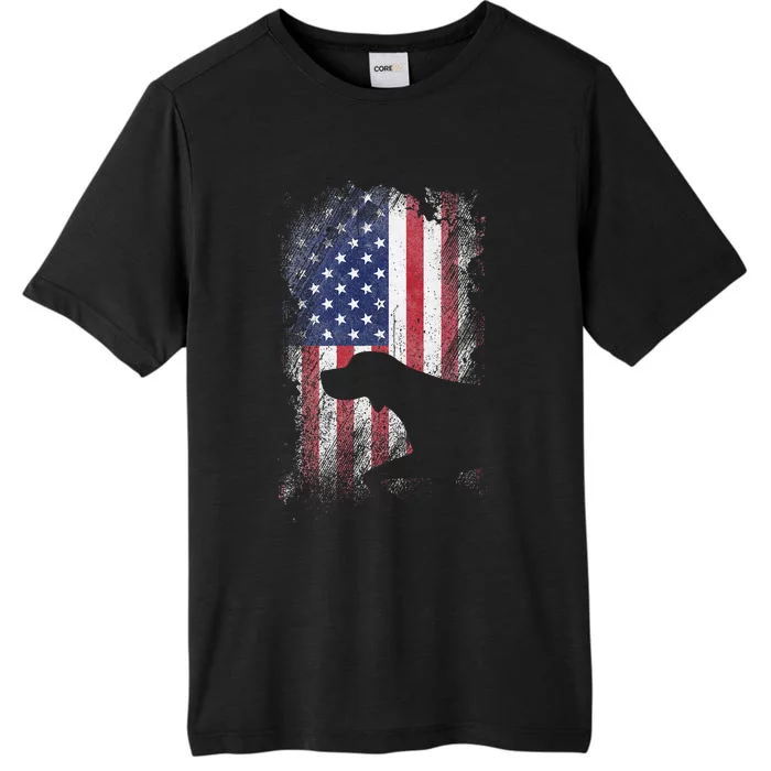 Patriotic German Shorthaired Pointer American Flag Gsp Dog ChromaSoft Performance T-Shirt