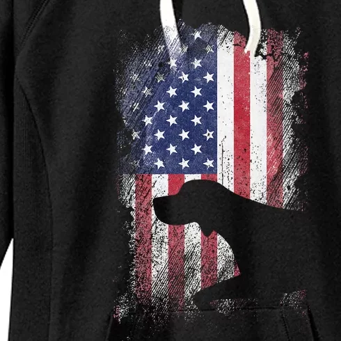 Patriotic German Shorthaired Pointer American Flag Gsp Dog Women's Fleece Hoodie