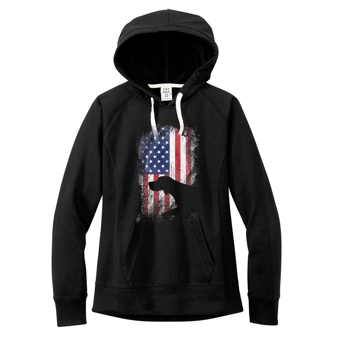 Patriotic German Shorthaired Pointer American Flag Gsp Dog Women's Fleece Hoodie