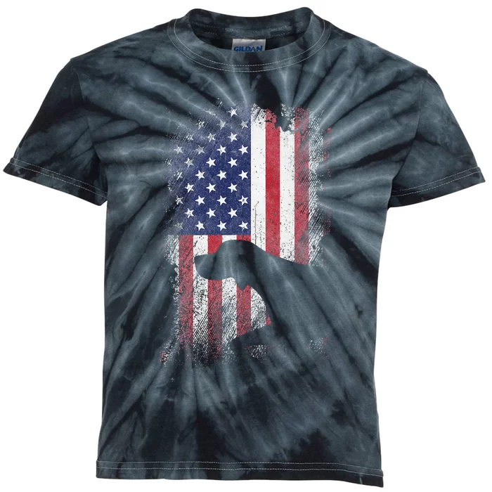 Patriotic German Shorthaired Pointer American Flag Gsp Dog Kids Tie-Dye T-Shirt