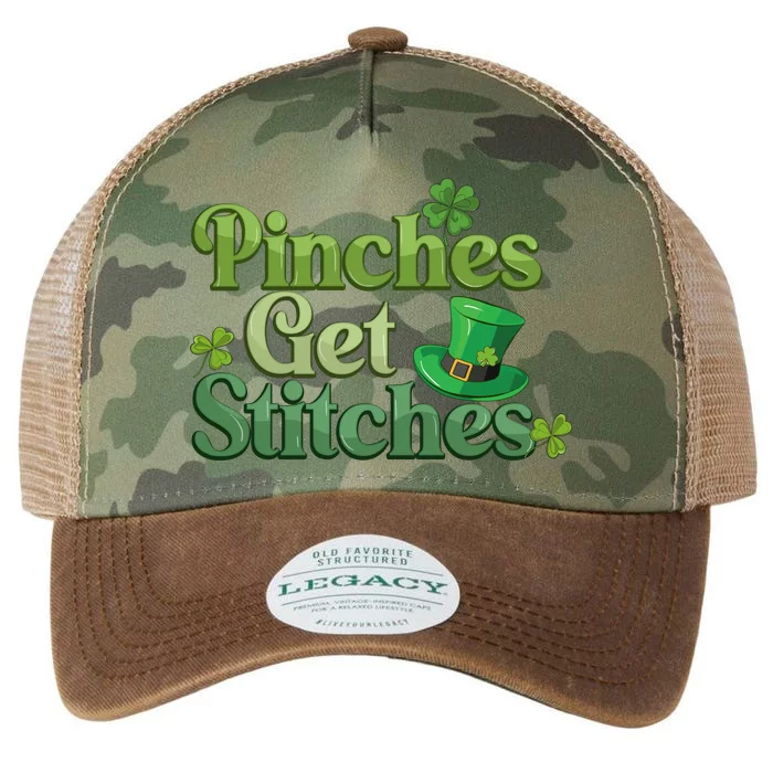 Pinches Get Stitches St Patricks Day Funny Costumes Legacy Tie Dye Trucker Hat